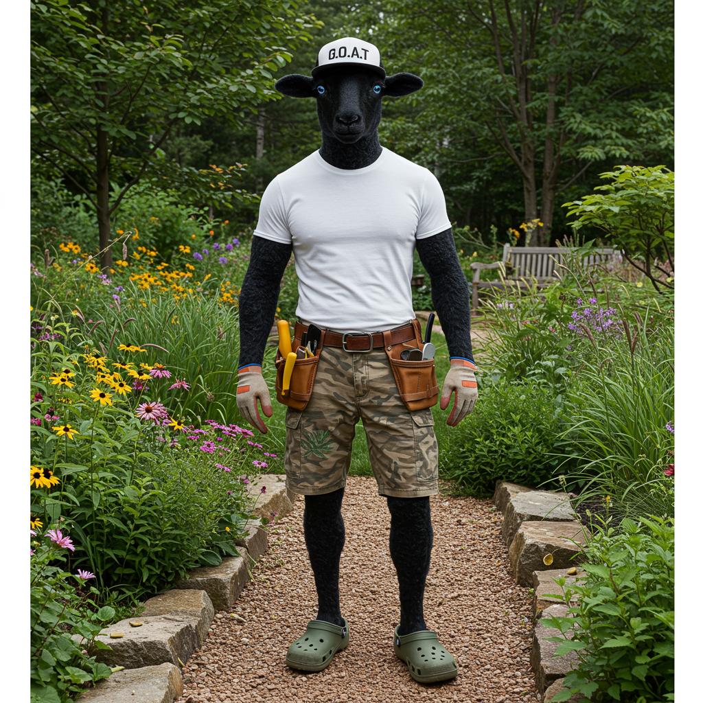 Mouton Noir in a Native flower garden