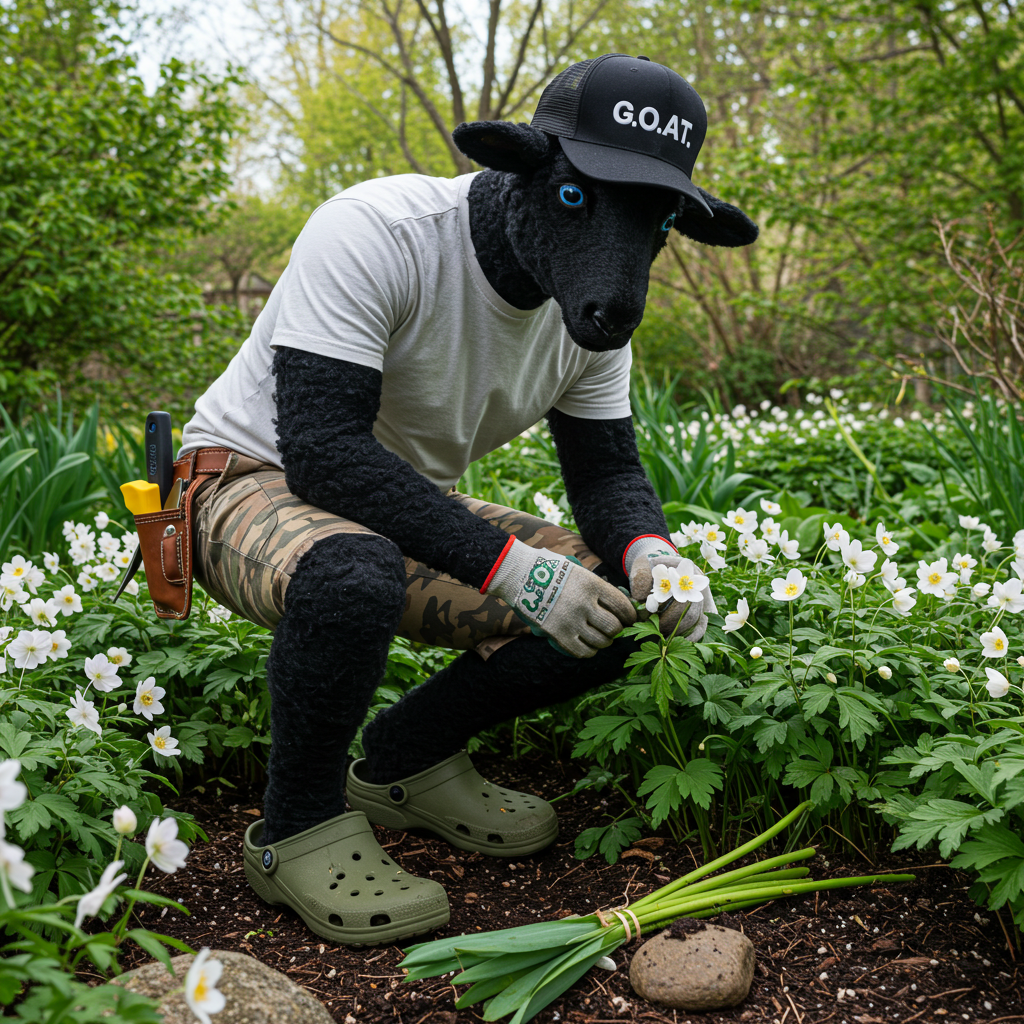 Mouton Noir in a Native flower garden